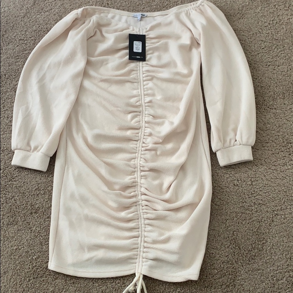Baby I'm In Love Ruched Dress - Cream